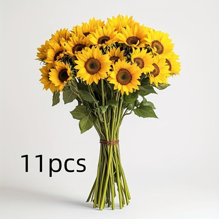 Set of artificial sunflowers with stems and leaves - product photo 5