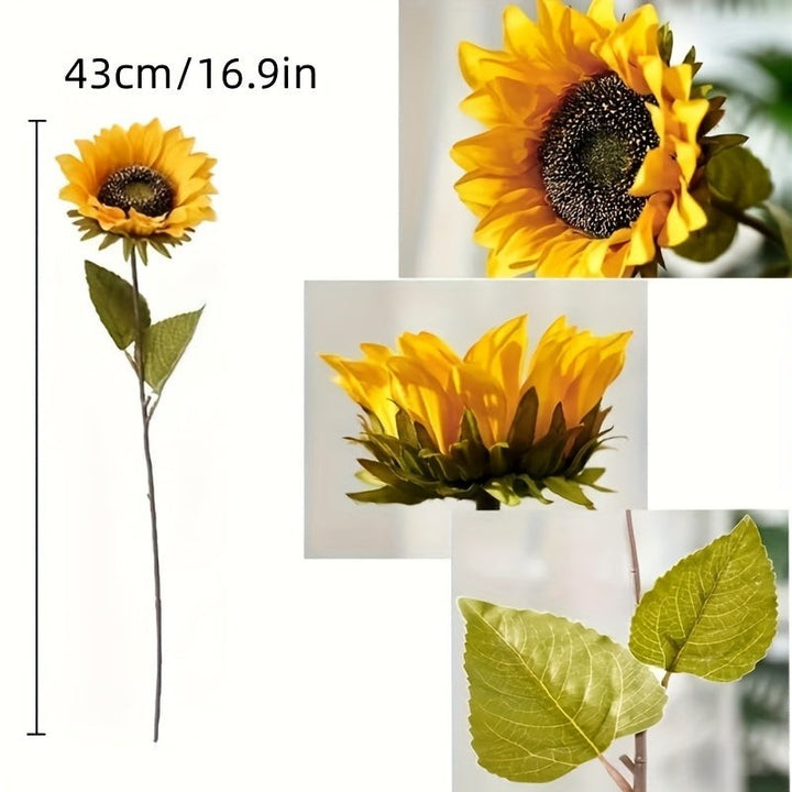 Set of artificial sunflowers with stems and leaves - product photo 6