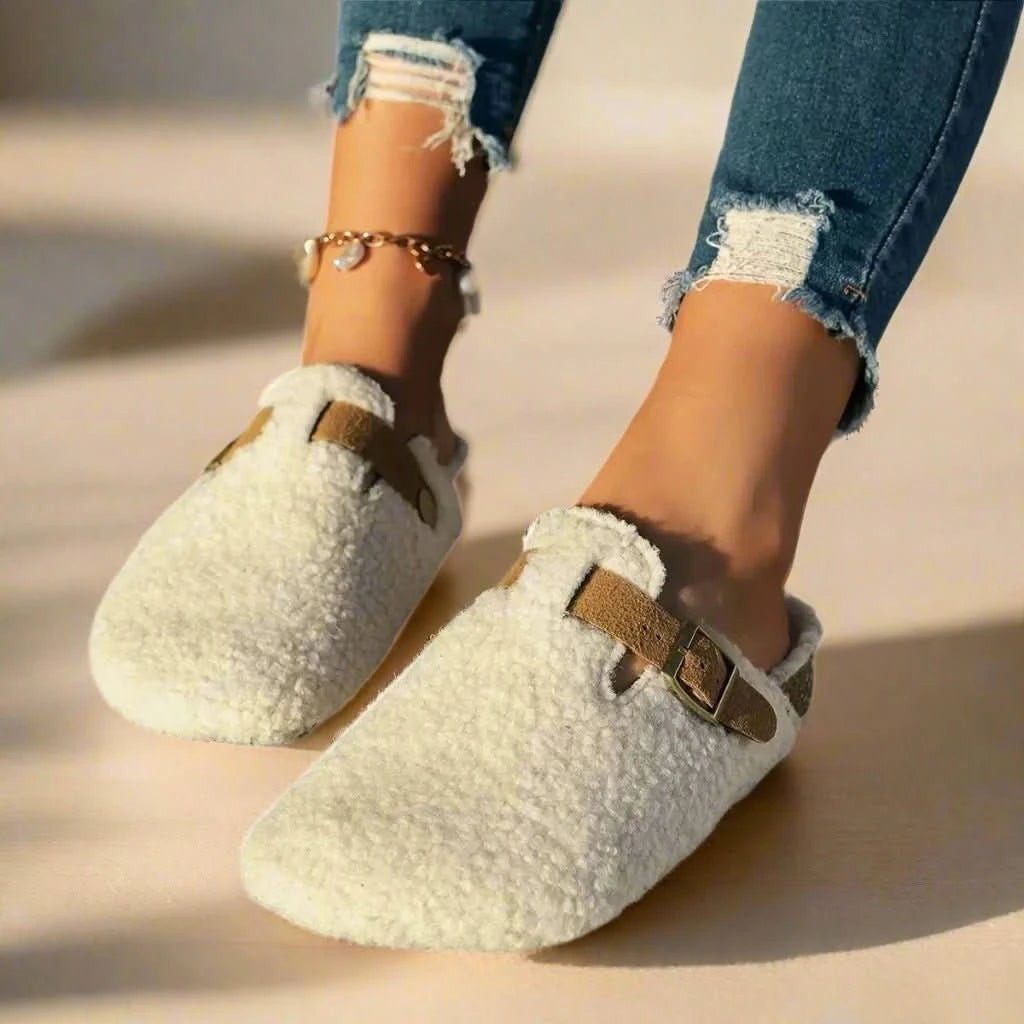 Sheepskin-lined open-back mule slipper with a flat anti-slip sole - product photo 6