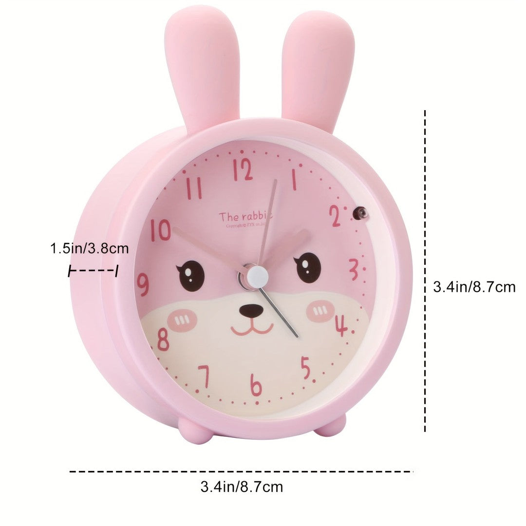Silent children's alarm clock with a rabbit face - product photo 3