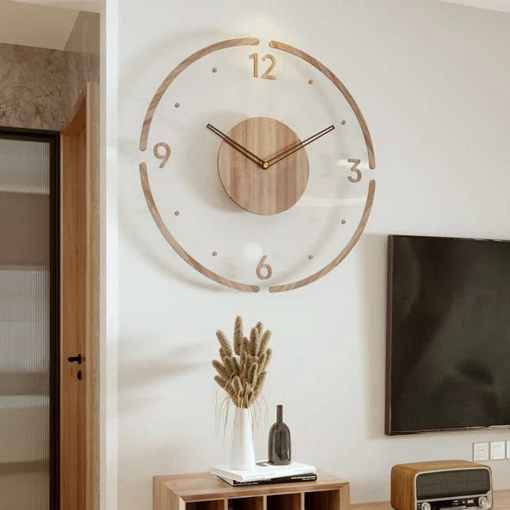 Silent wooden wall clock with a minimal Scandinavian face - product photo 1