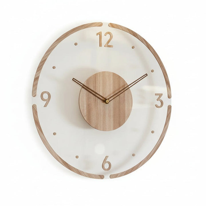 Silent wooden wall clock with a minimal Scandinavian face - product photo 3
