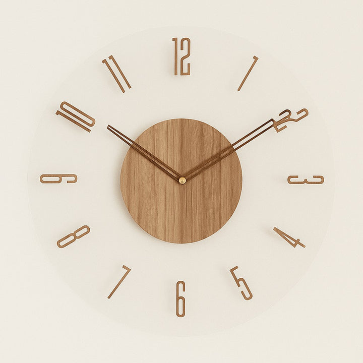 Silent wooden wall clock with a minimal Scandinavian face - product photo 4