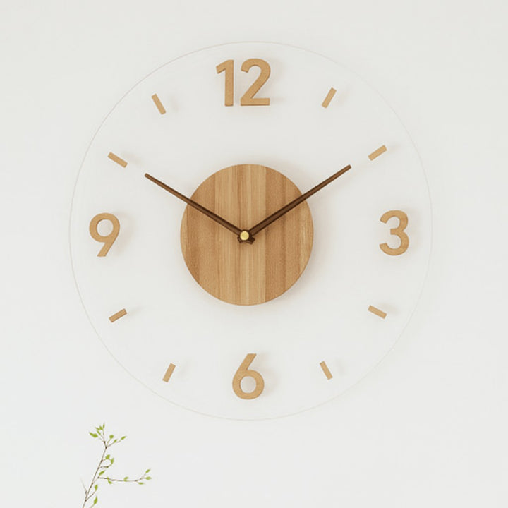 Silent wooden wall clock with a minimal Scandinavian face - product photo 5
