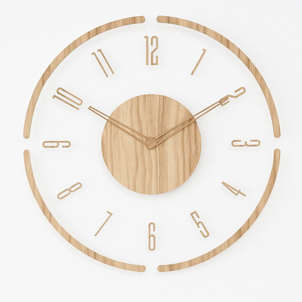 Silent wooden wall clock with a minimal Scandinavian face - product photo 6
