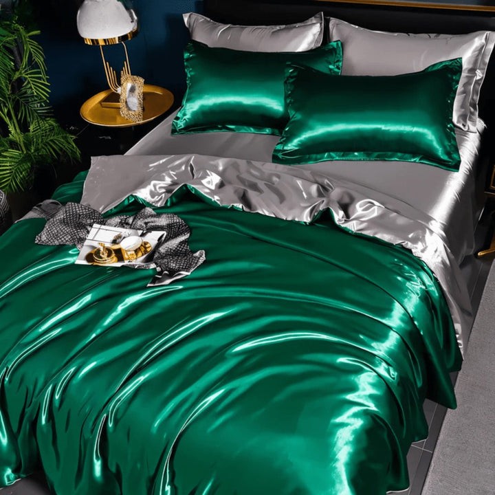 Silky smooth duvet cover and pillowcases on a made bed - product photo 11