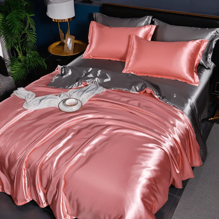 Silky smooth duvet cover and pillowcases on a made bed - product photo 12