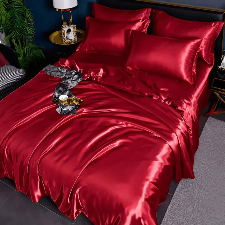 Silky smooth duvet cover and pillowcases on a made bed - product photo 3