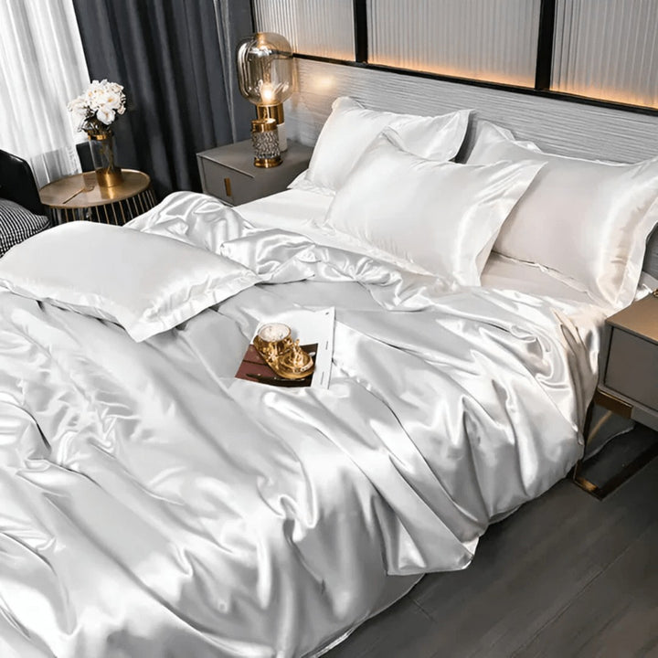 Silky smooth duvet cover and pillowcases on a made bed - product photo 6