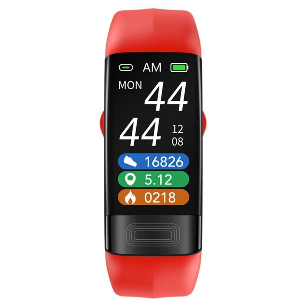 Slim silicone fitness tracker band on a wrist showing heart rate - product photo 3