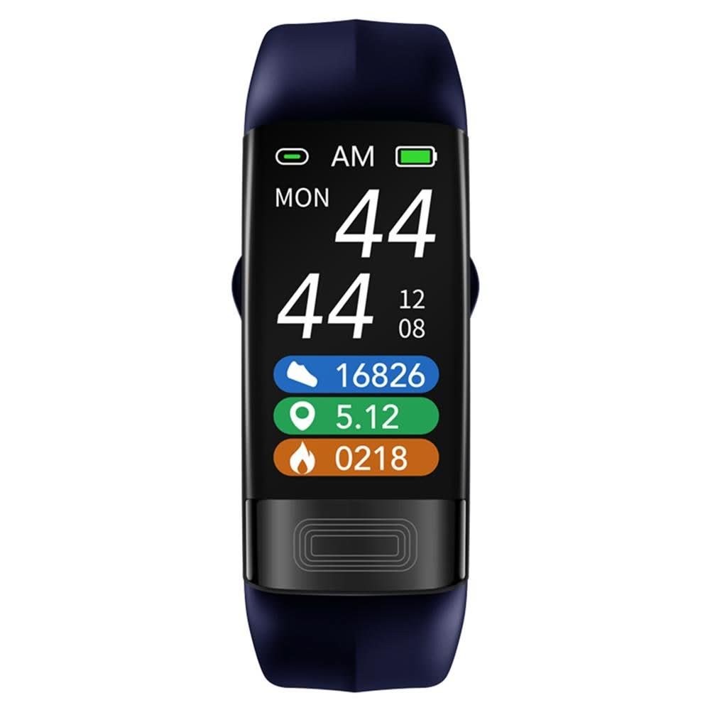 Slim silicone fitness tracker band on a wrist showing heart rate - product photo 4