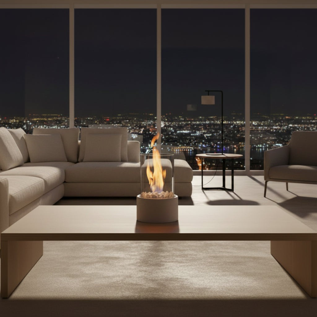 Smokeless bioethanol tabletop fireplace with a live flame behind glass - product photo 5