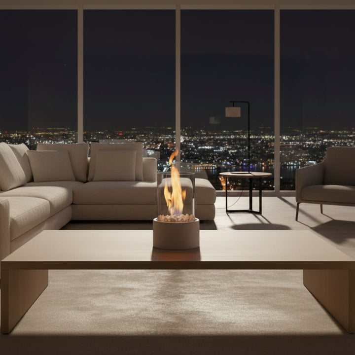Smokeless bioethanol tabletop fireplace with a live flame behind glass - product photo 5