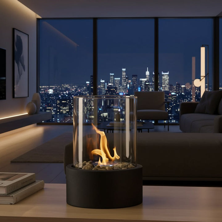 Smokeless bioethanol tabletop fireplace with a live flame behind glass - product photo 6