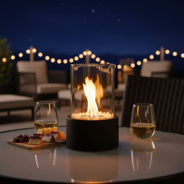 Smokeless bioethanol tabletop fireplace with a live flame behind glass - product photo 7