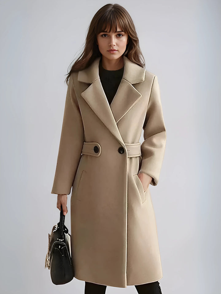 Elise | Tailored Long-Sleeve Winter Coat with Elegant Waist Belt for Women