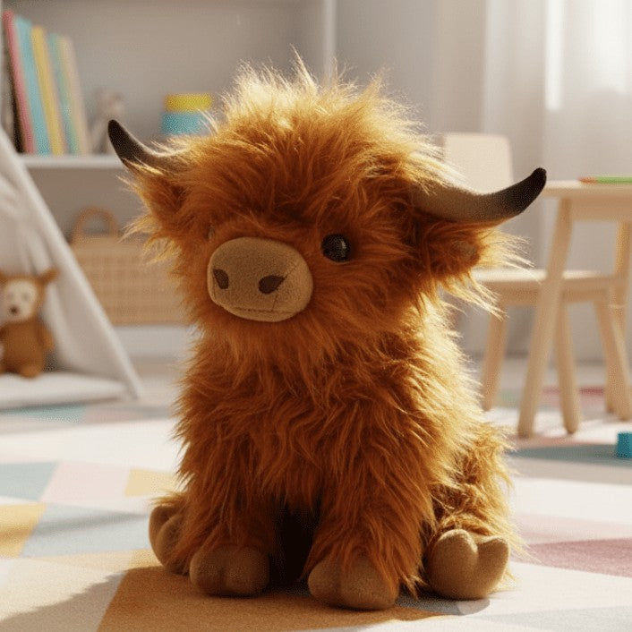 Soft Highland cow plush toy with a long fringe - product photo 1