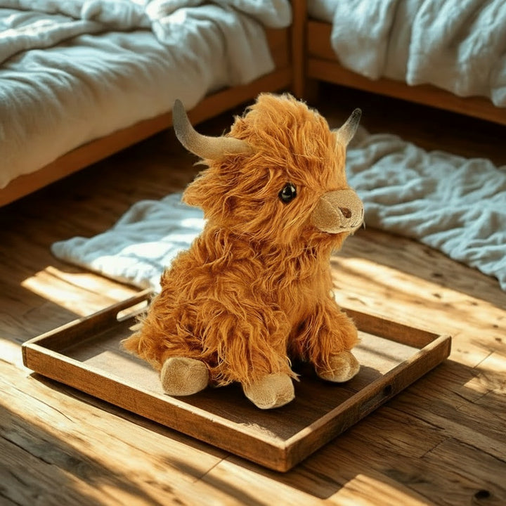 Soft Highland cow plush toy with a long fringe - product photo 2