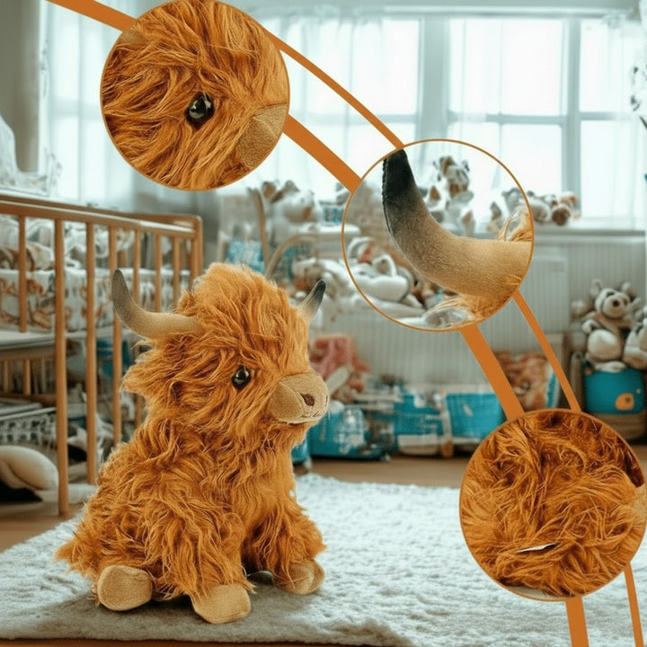 Soft Highland cow plush toy with a long fringe - product photo 3