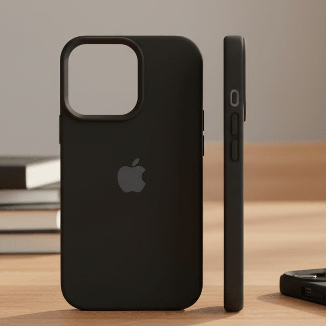 Soft-touch silicone phone case with a built-in magnet ring - product photo 1