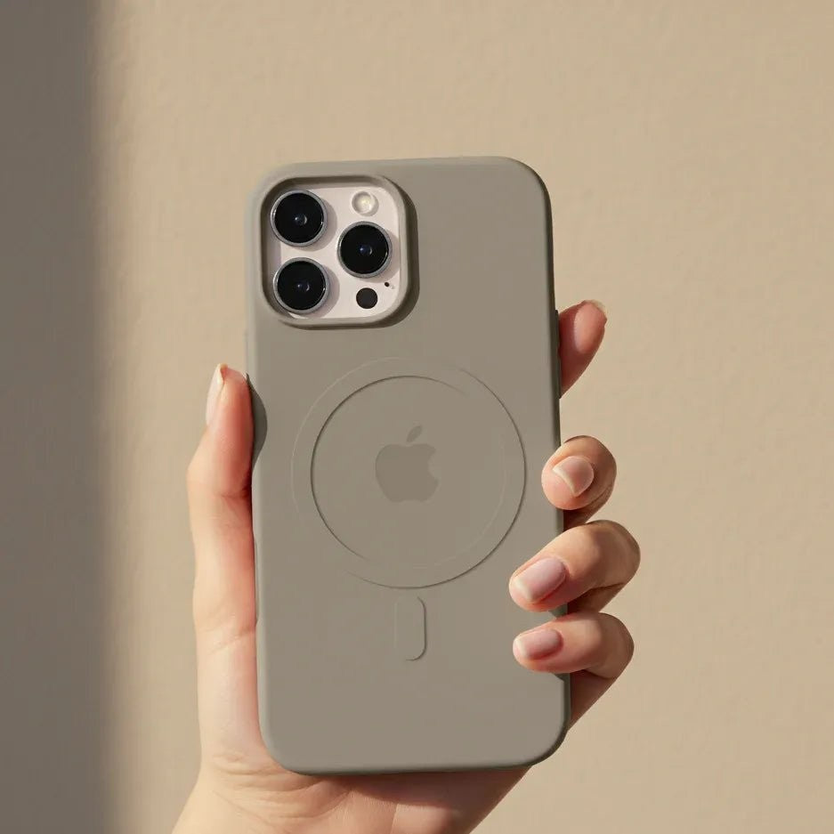 Soft-touch silicone phone case with a built-in magnet ring - product photo 3