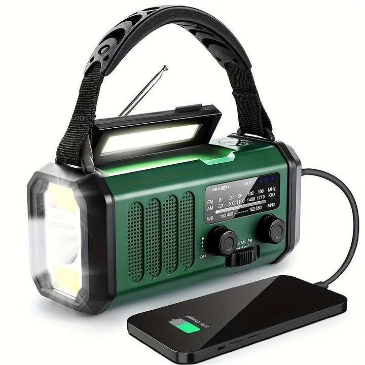 Solar and hand crank emergency radio with a flashlight - product photo 1