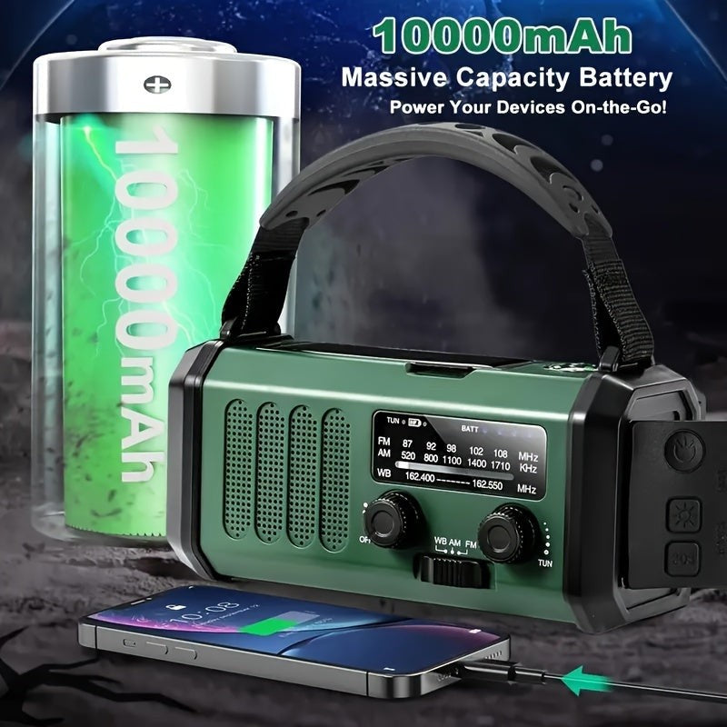 Solar and hand crank emergency radio with a flashlight - product photo 2