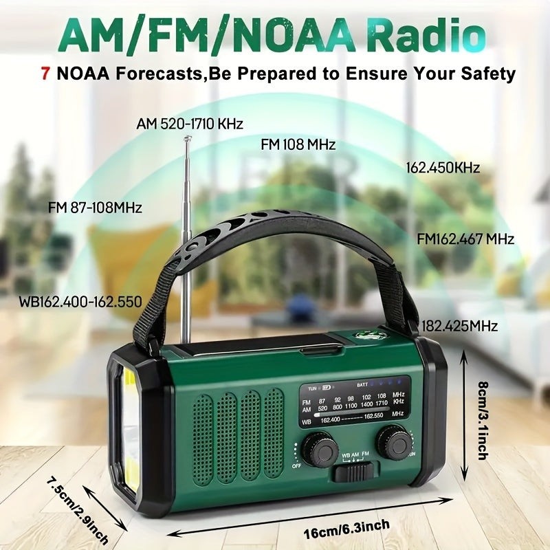 Solar and hand crank emergency radio with a flashlight - product photo 3