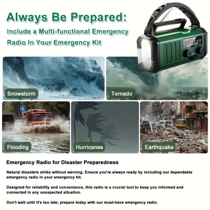 Solar and hand crank emergency radio with a flashlight - product photo 6
