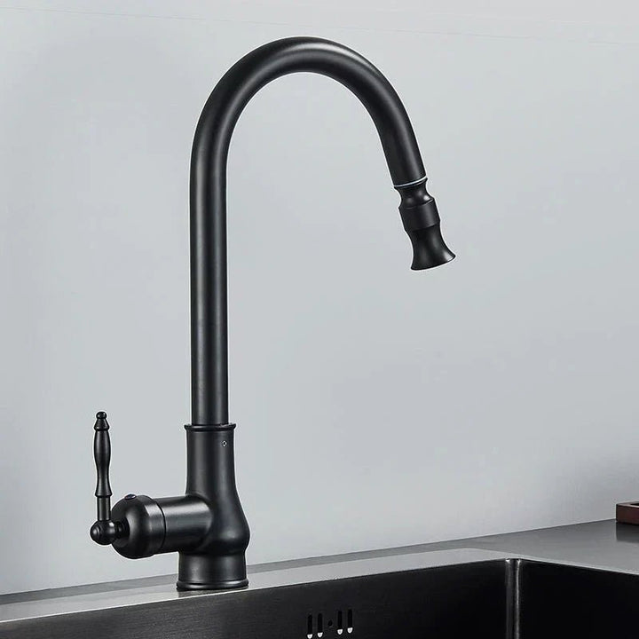 Solid brass pull-out kitchen faucet in an antique bronze finish - product photo 4