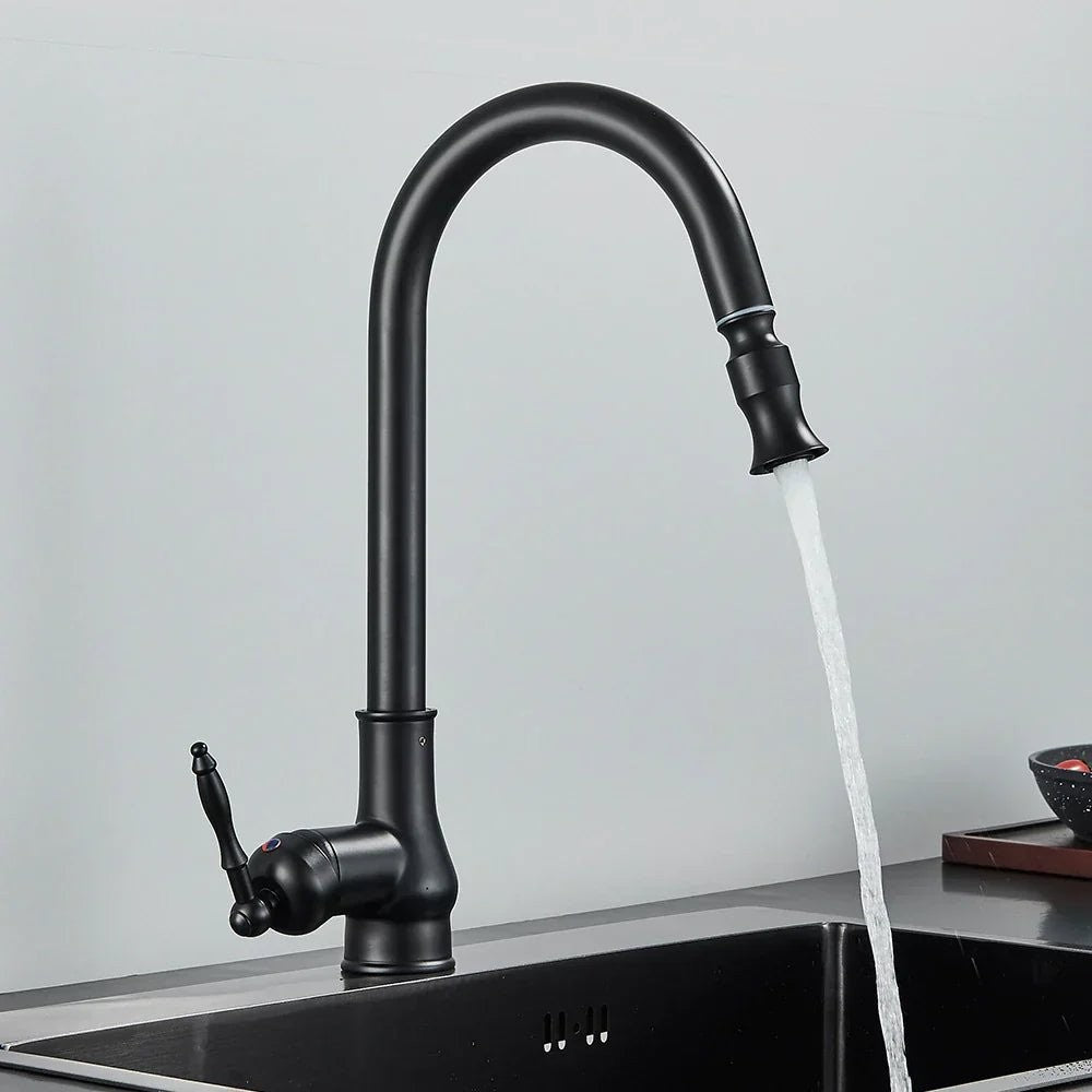 Solid brass pull-out kitchen faucet in an antique bronze finish - product photo 5