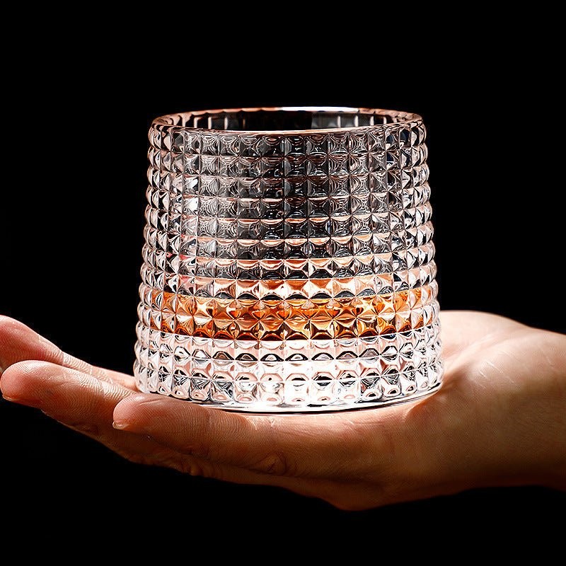 Spinning crystal whiskey glass rocking on its rounded base - product photo 2