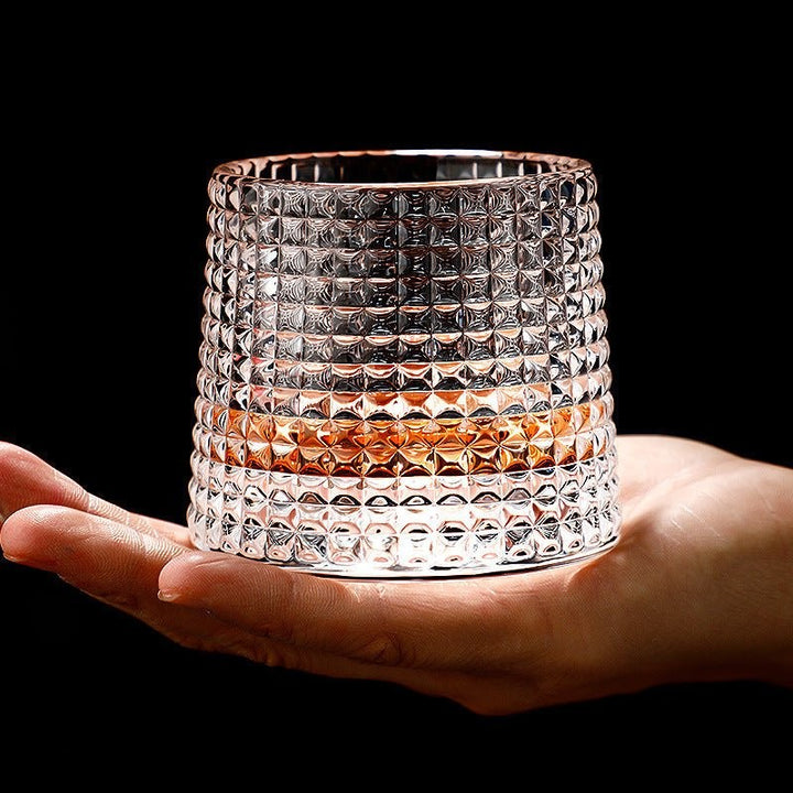 Spinning crystal whiskey glass rocking on its rounded base - product photo 2