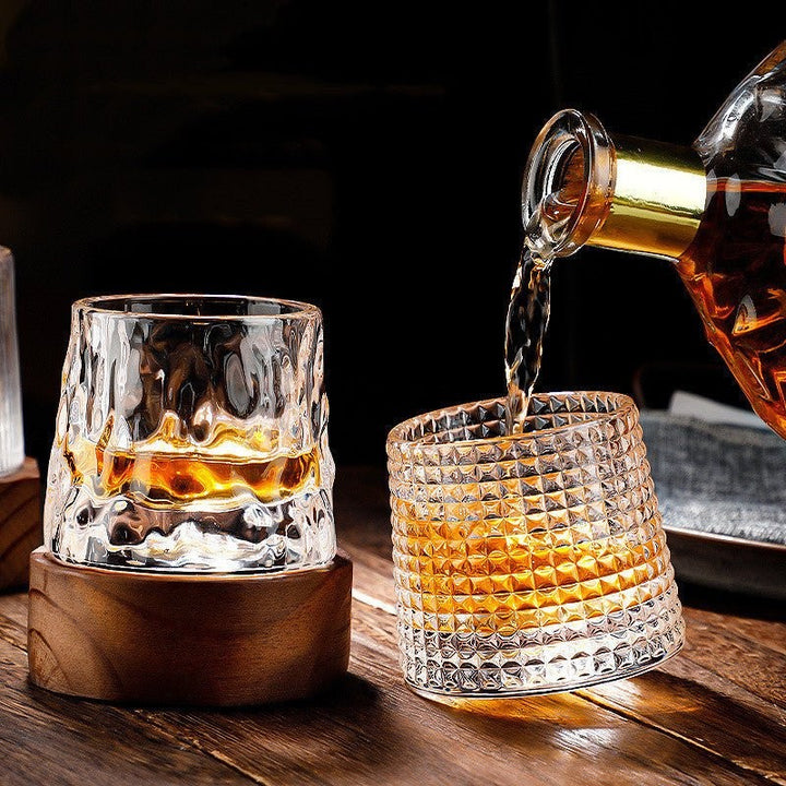 Spinning crystal whiskey glass rocking on its rounded base - product photo 3