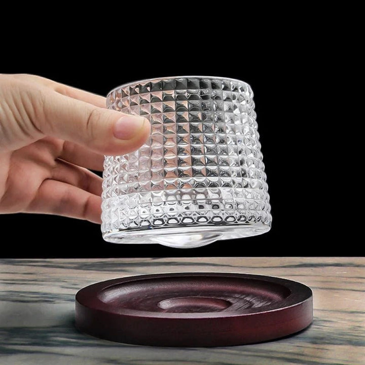 Spinning crystal whiskey glass rocking on its rounded base - product photo 5