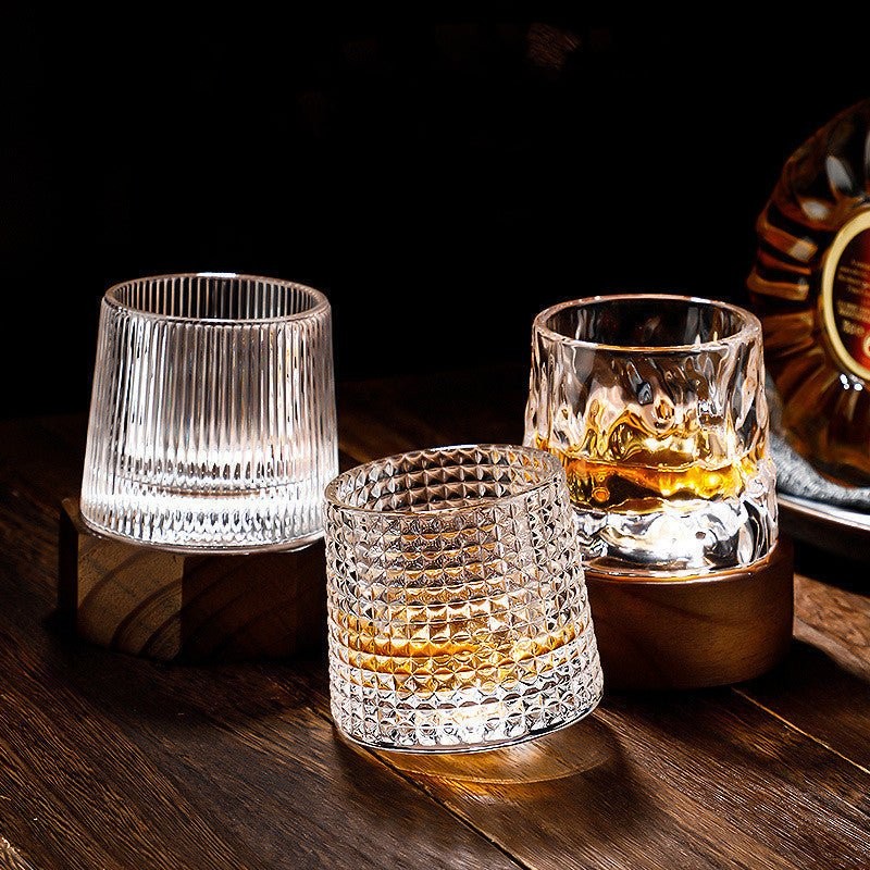 Spinning crystal whiskey glass rocking on its rounded base - product photo 6