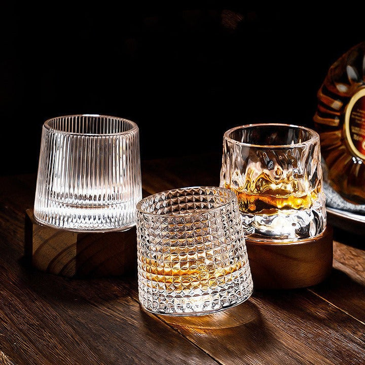 Spinning crystal whiskey glass rocking on its rounded base - product photo 6