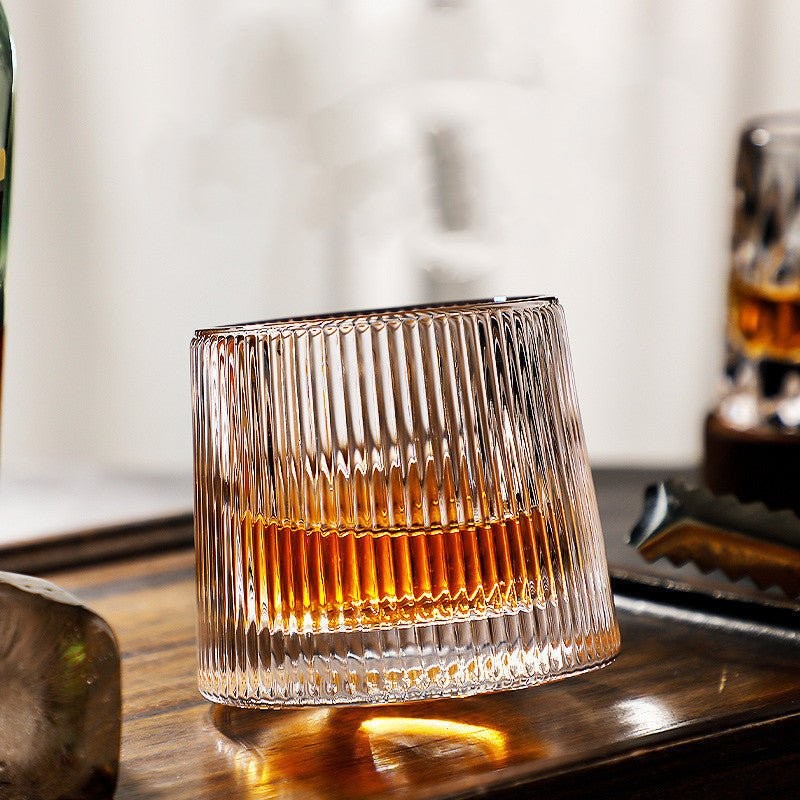 Spinning crystal whiskey glass rocking on its rounded base - product photo 8