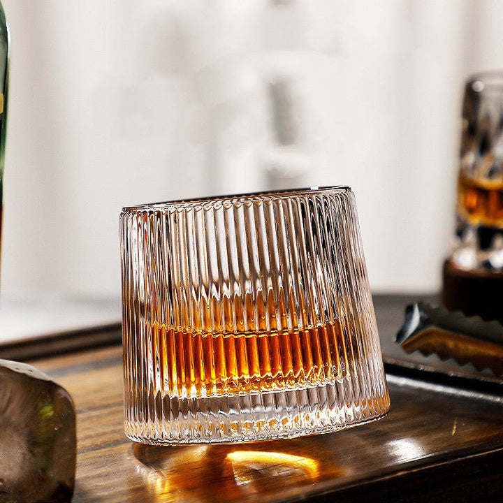 Spinning crystal whiskey glass rocking on its rounded base - product photo 8