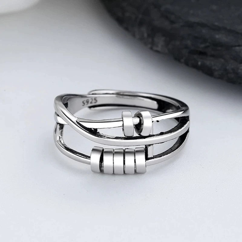 Stainless steel spinning fidget ring - product photo 1