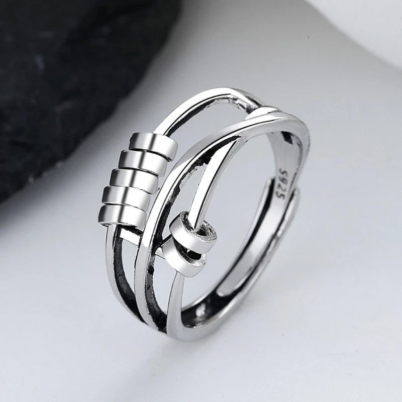 Stainless steel spinning fidget ring - product photo 2