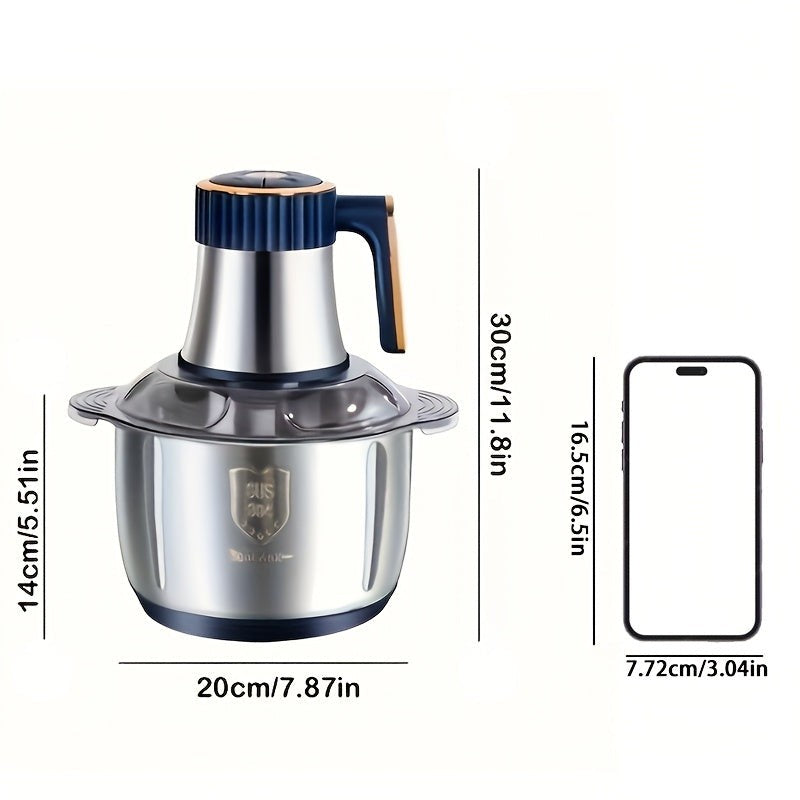 Stainless steel food processor with six blades - product photo 2