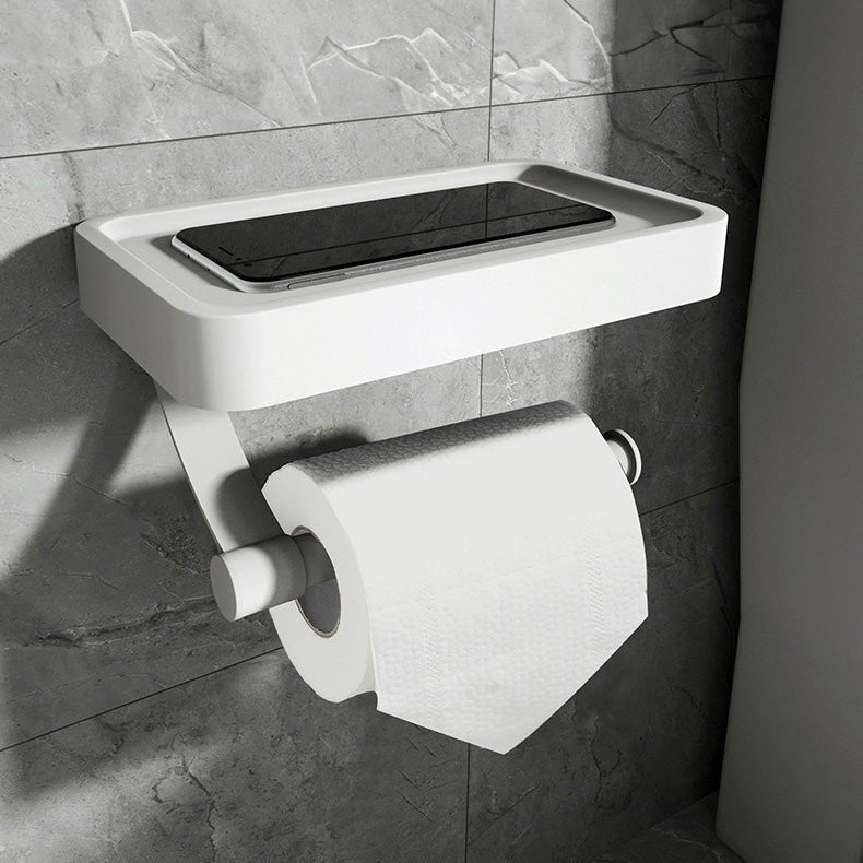 Stainless steel toilet roll holder with a storage shelf - product photo 4