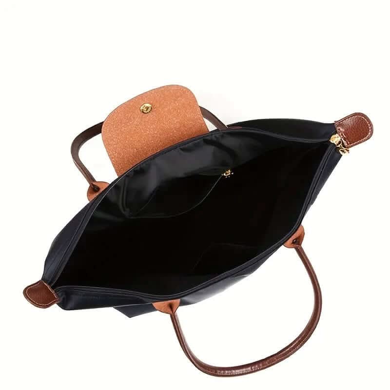 Structured fabric handbag with metal fittings - product photo 5