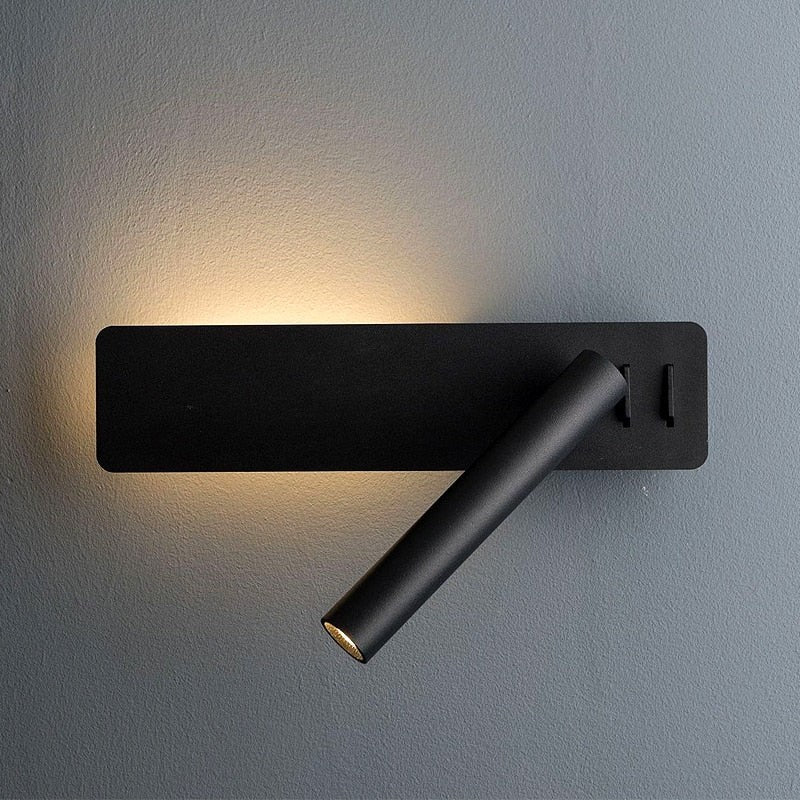 Swivel LED bedside reading light aimed at a book - product photo 5