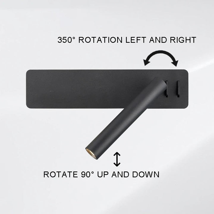 Swivel LED bedside reading light aimed at a book - product photo 6
