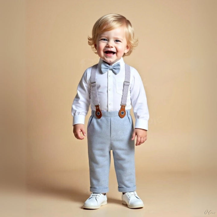 Three-piece boys' suit with a shirt, vest and bow tie - product photo 14