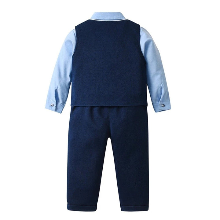 Three-piece boys' suit with a shirt, vest and bow tie - product photo 6