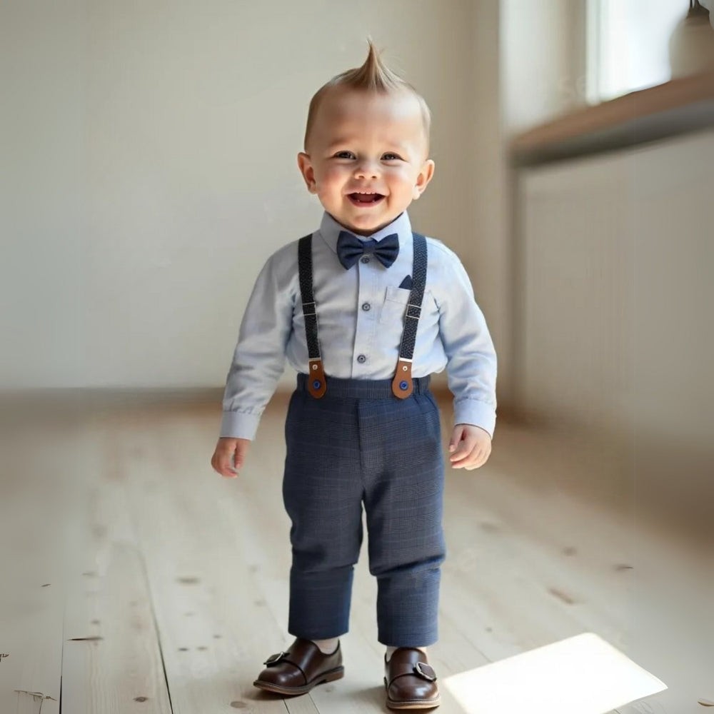 Three-piece boys' suit with a shirt, vest and bow tie - product photo 8