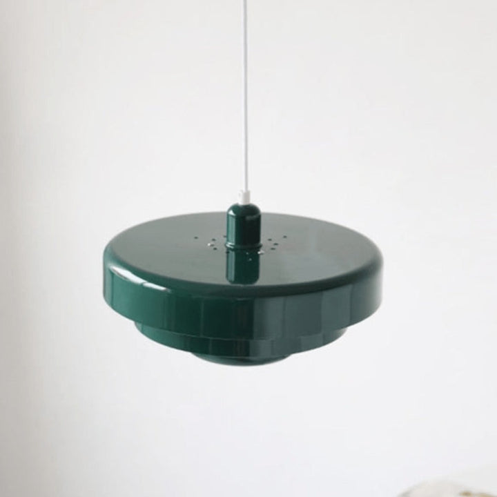 Three-tier pendant light with soft pastel shades over a table - product photo 10